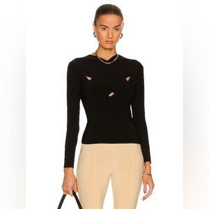 Norma Kamali Black Long Sleeve Weave Top Size L